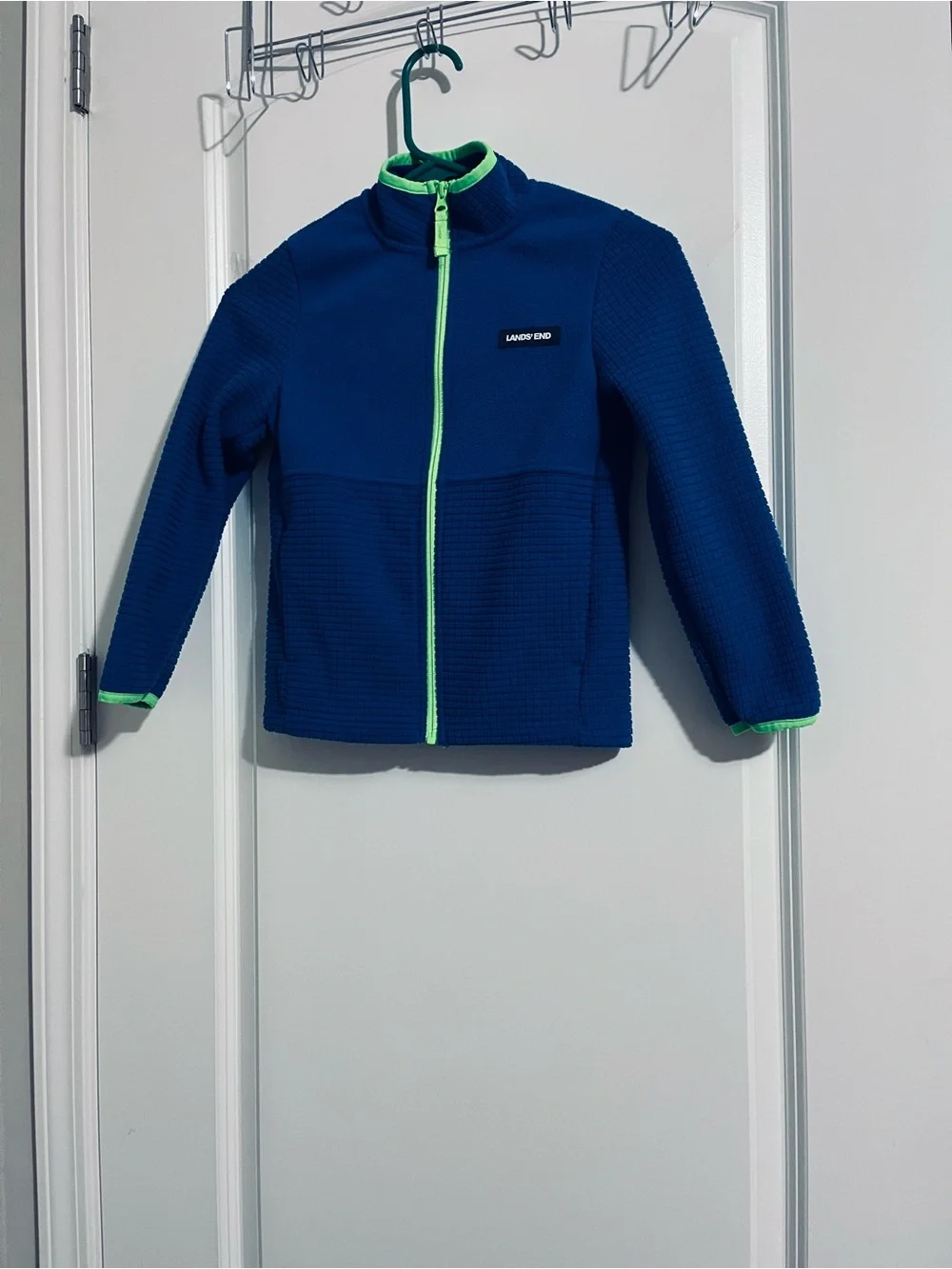 Lands' End Kids' Navy Zip Swim Rashguard with Lime Trim